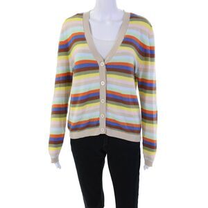 27 Miles Womens Cotton Striped Long Sleeve Button Down Cardigan Multi Size M